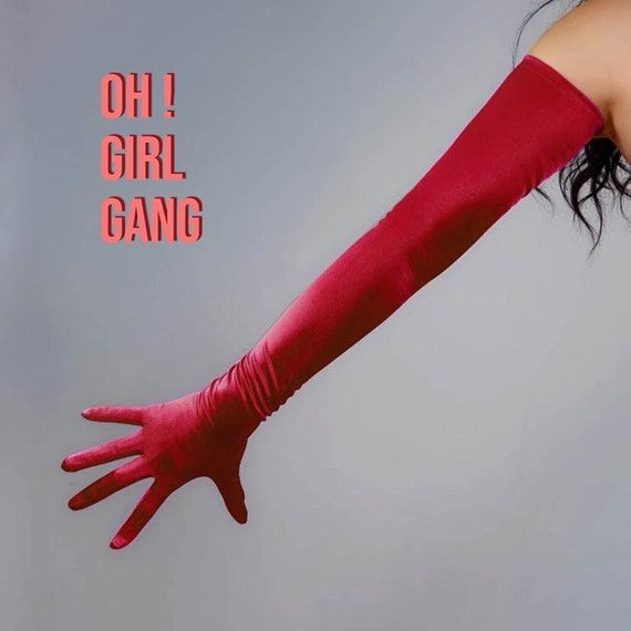 Burgundy satin gloves deals