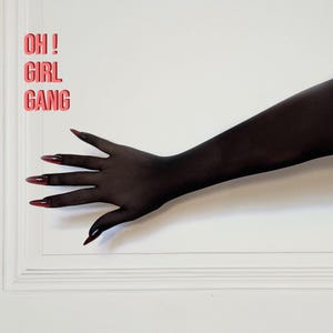 Black Seamless Gloves with Red Nails: Rave Costume, Drag Queen, Party Accessories.