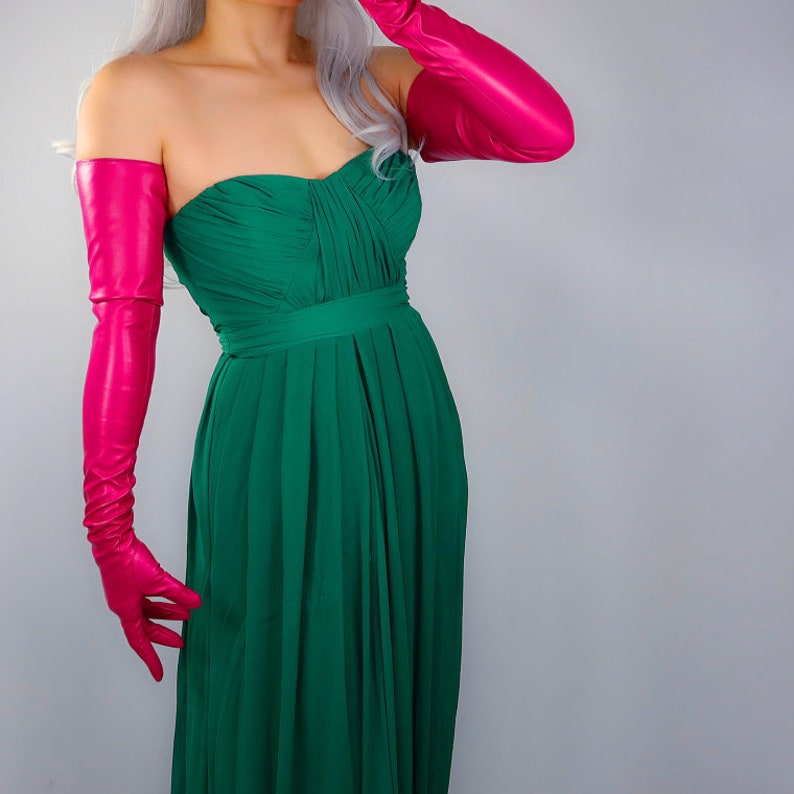 Hot Pink Opera Leather Gloves 70cm 60cm Magenta Evening Gown Etsy