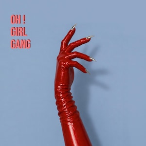Metallic Red Spandex Long Opera Gloves with Silver Nails, Red Ultra Thin Stretchy Devils Gloves, Rave Y2K disco Festival Stage drag queen. Oh Girl Gang