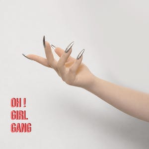 Nude Color Seamless Gloves with Red Nails: Rave Costume, Drag Queen, Party Accessories.