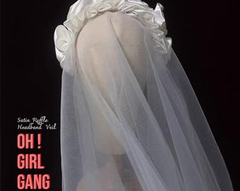 Boho Satin Floral Bridal Veil: Handmade White Flower, Elbow Length, Wedding Bachelorette Party