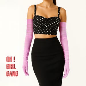 Tulle Opera Gloves: Touchscreen Party Costume Gloves (Pink, White, Black, Blue, Red, Green, Beige)