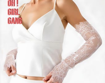 Guanti Bianchi Guanti Pizzo Senza Dita Donna | Lunghi Vintage Anni