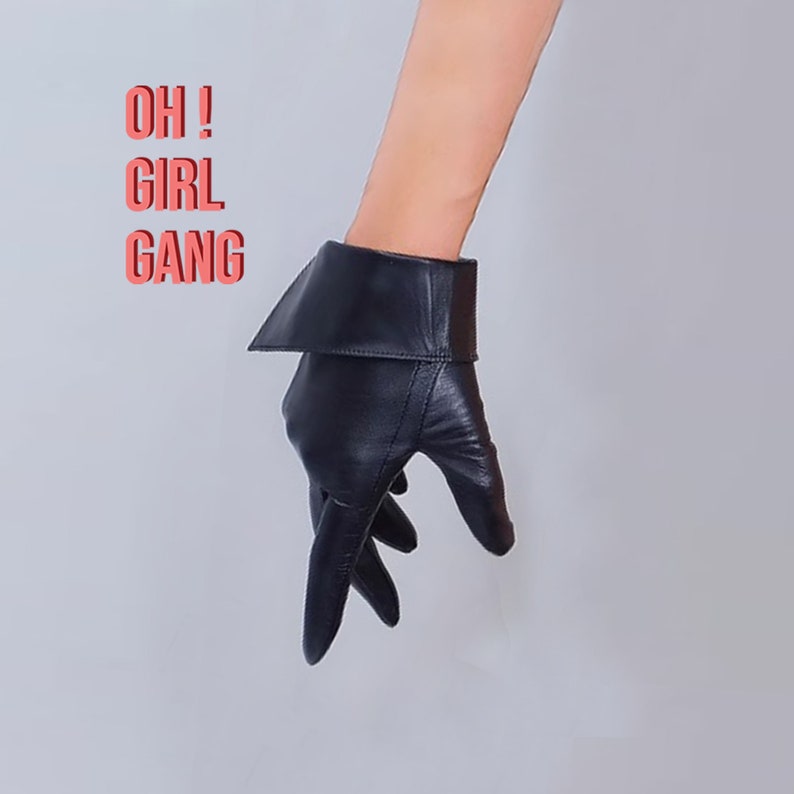 Half Fingers / Full Fingers GENUINE LEATHER short gloves, Fine quality leather gloves with folds. Touch Screen - Minimal Leather gloves. Oh Girl Gang