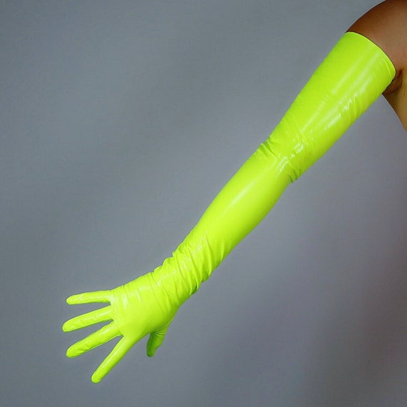 Gants longs en latex brillant vert fluo, gants en latex ultra fins à haute  élasticité 70 cm de long pour écran tactile avec 14 couleurs. -  France