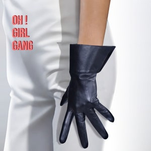 Half Fingers / Full Fingers GENUINE LEATHER short gloves, Fine quality leather gloves with folds. Touch Screen - Minimal Leather gloves. Oh Girl Gang