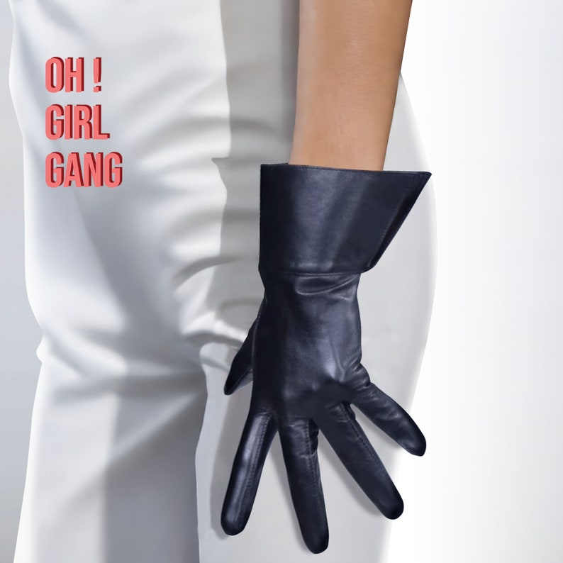 Half Fingers / Full Fingers GENUINE LEATHER short gloves, Fine quality leather gloves with folds. Touch Screen - Minimal Leather gloves. Oh Girl Gang