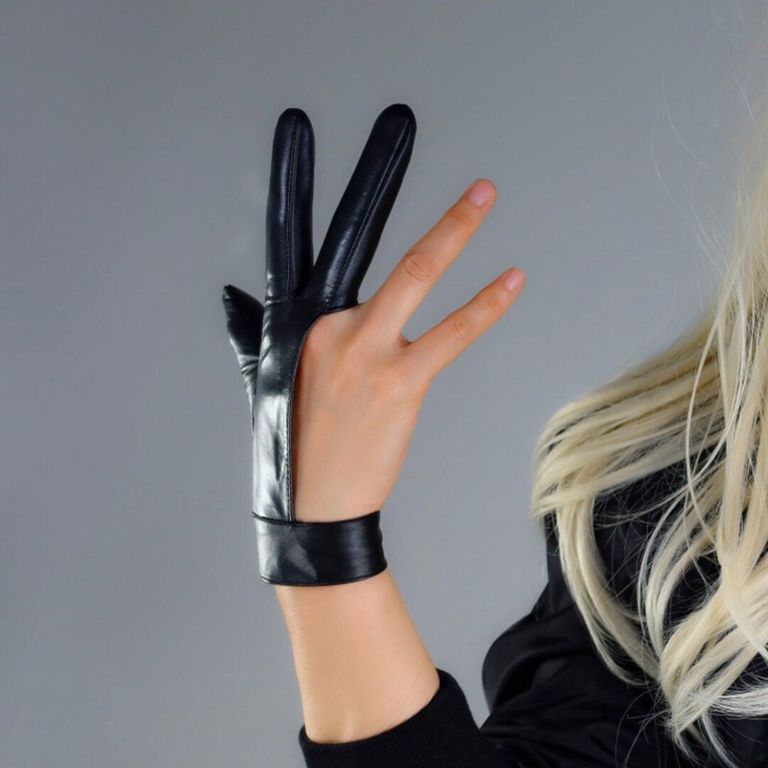 GENUINE LEATHER Gloves: Three Fingers Billiard Gloves 3 - Etsy