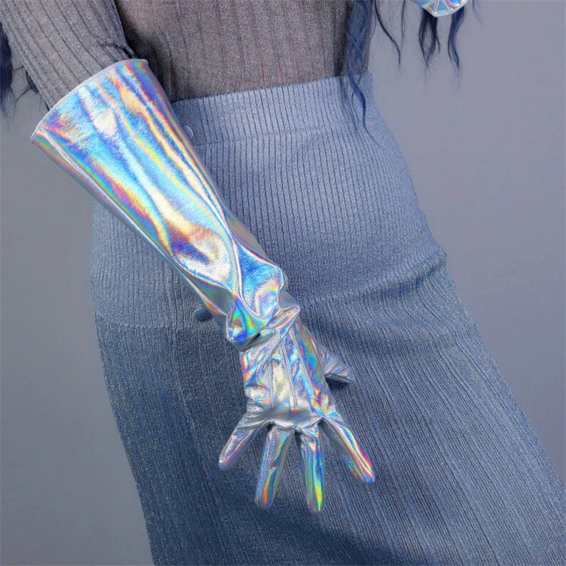 Holographic Laser Gloves 50cm Long Cyber Futuristic - Etsy