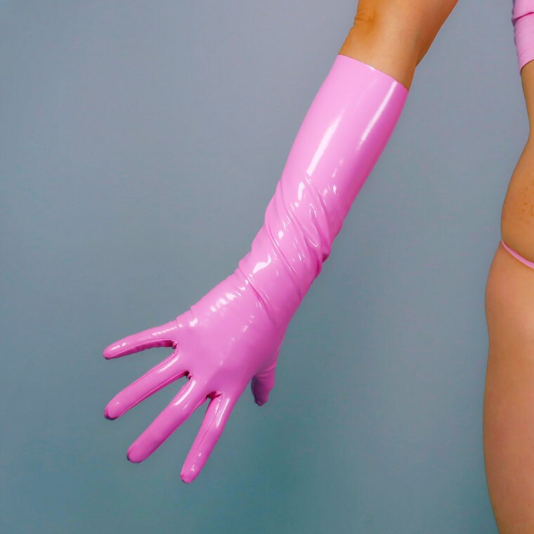 Pink Shiny & Matt Latex Short Gloves 40cm Long Ultra Thin Etsy