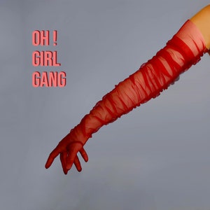 Burgundy Tulle Opera Gloves: Elegant Bridal Gloves, Stage & Drag Outfit, (Red, White, Black, Beige)