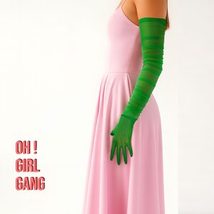 Tulle Opera Gloves: Touchscreen Party Costume Gloves (Pink, White, Black, Blue, Red, Green, Beige)