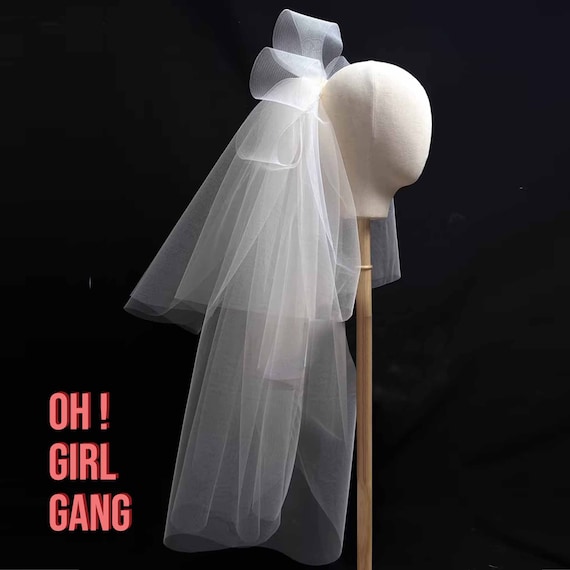 Organza Bow Bridal Veil: Elbow Length Boho Wedding Veil