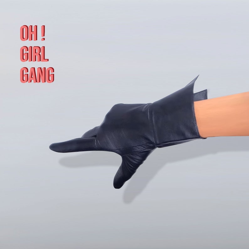 Half Fingers / Full Fingers GENUINE LEATHER short gloves, Fine quality leather gloves with folds. Touch Screen - Minimal Leather gloves. Oh Girl Gang