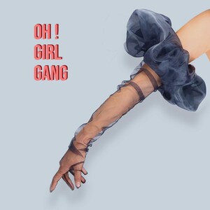 Original!!! Red Lace long gloves with puff tulle, Drag outfit long gloves. Party costume Opera Gloves, Statement evening gloves. Original! Oh Girl Gang
