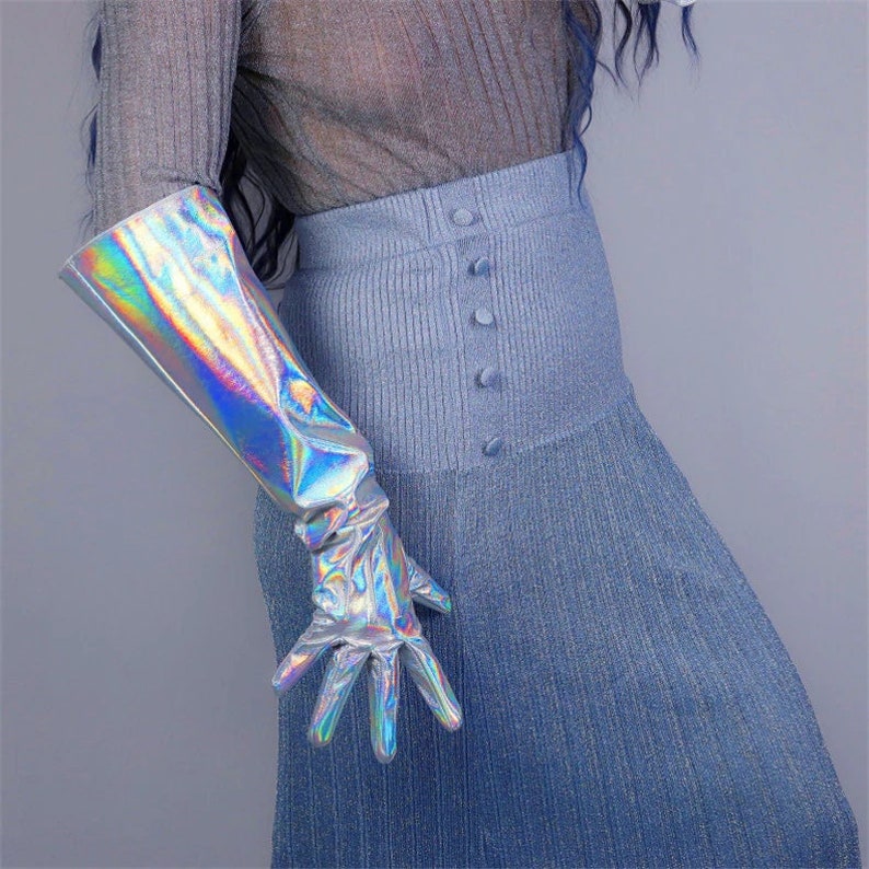 Holographic Laser Gloves 50cm Long Cyber Futuristic - Etsy