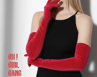 Guanti da opera in velluto rosso: abito da sera, rave, costume da palcoscenico (azzurro, blu navy) - Acquista in bundle / Scegli qualsiasi colore per ogni paio