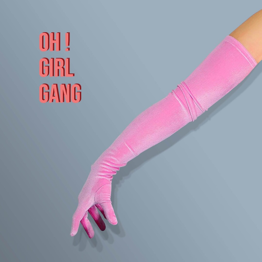 Pink Opera Gloves 70cm (with Multiple Colors) Bridal Velvet Gloves ...