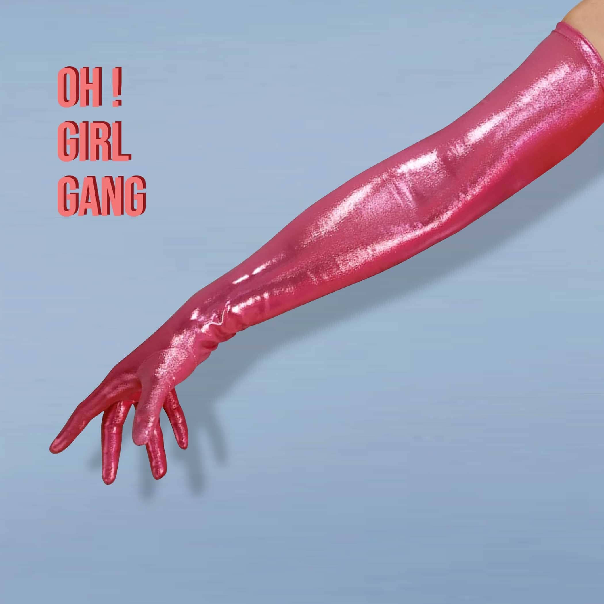 メタリックピンクのオペラグローブ：スパンデックスタッチスクリーン