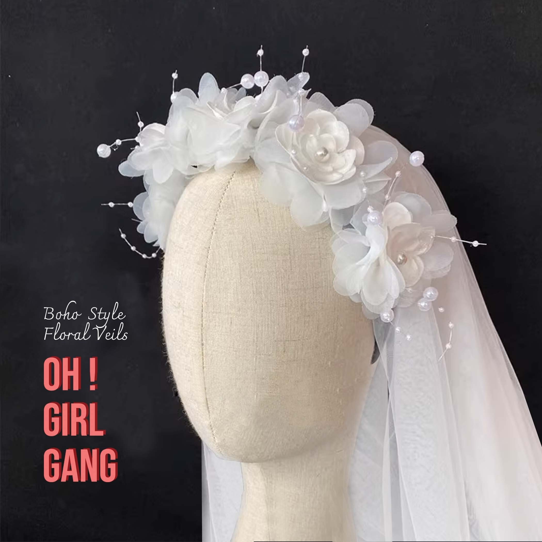Boho Floral Bridal Veil