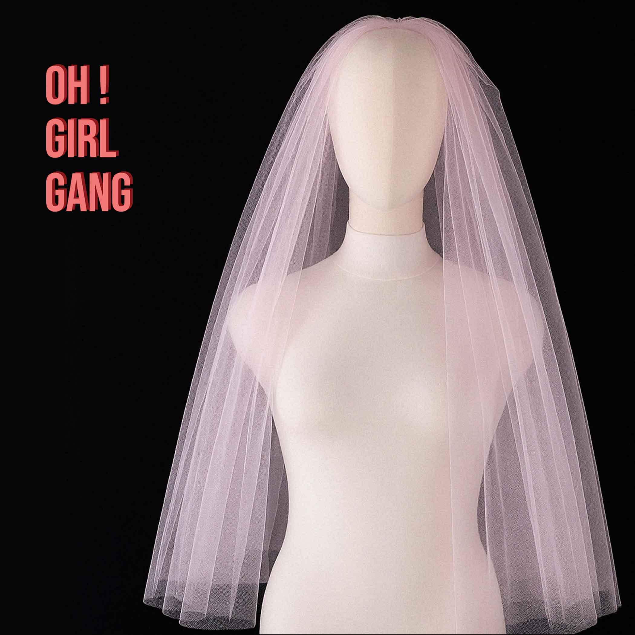 Magenta Pink Bridal Veil: Chic Bachelorette Party Veil 