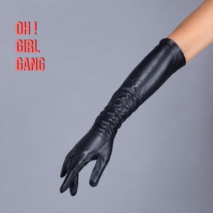 Black Leather Opera-Length Design – Touchscreen 50 cm / 70 cm Long Luxury Evening Accessory