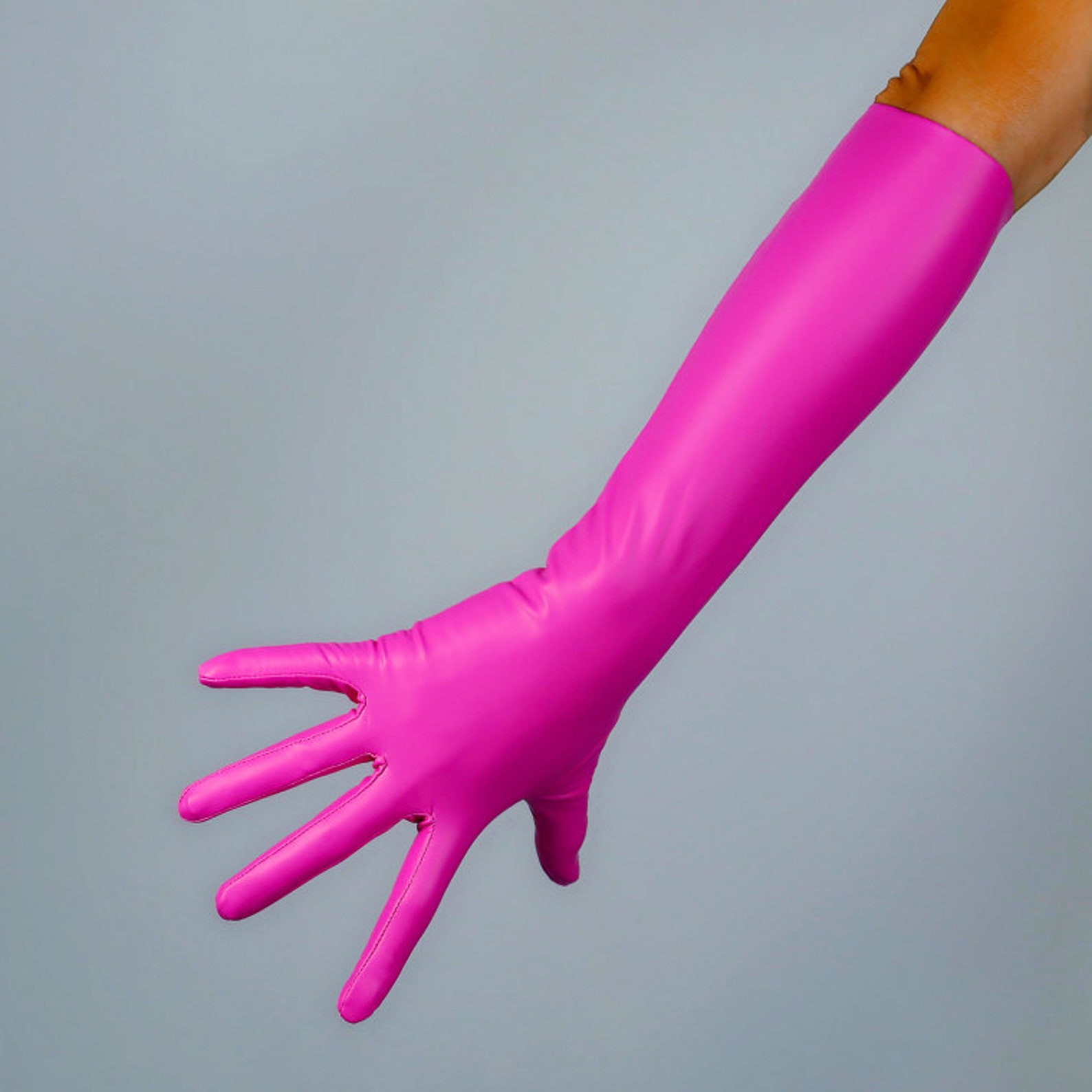 Premium Latex Short Gloves (Wrist Length) - Smokey Gray Translucent, X-Large, Washed & Shined
