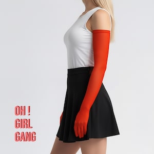 Red mesh touch-screen gloves (70cm long) White, Burgundy, Red, Pink, Beige Gloves, Flapper Gatsby, On stage party - Oh Girl Gang