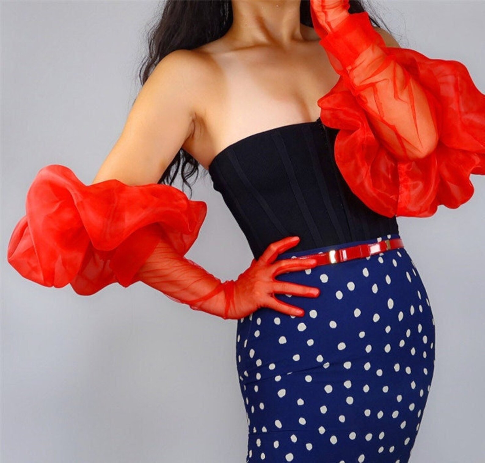 Original Red Lace Long Gloves With Puff Tulle It is 90cm Etsy