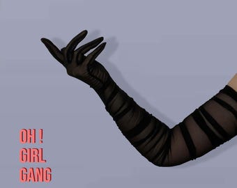 Stretch Tulle Opera Gloves: Touch Screen Compatible, Prom, Drag, Festival Costume (Multiple Colors Available)