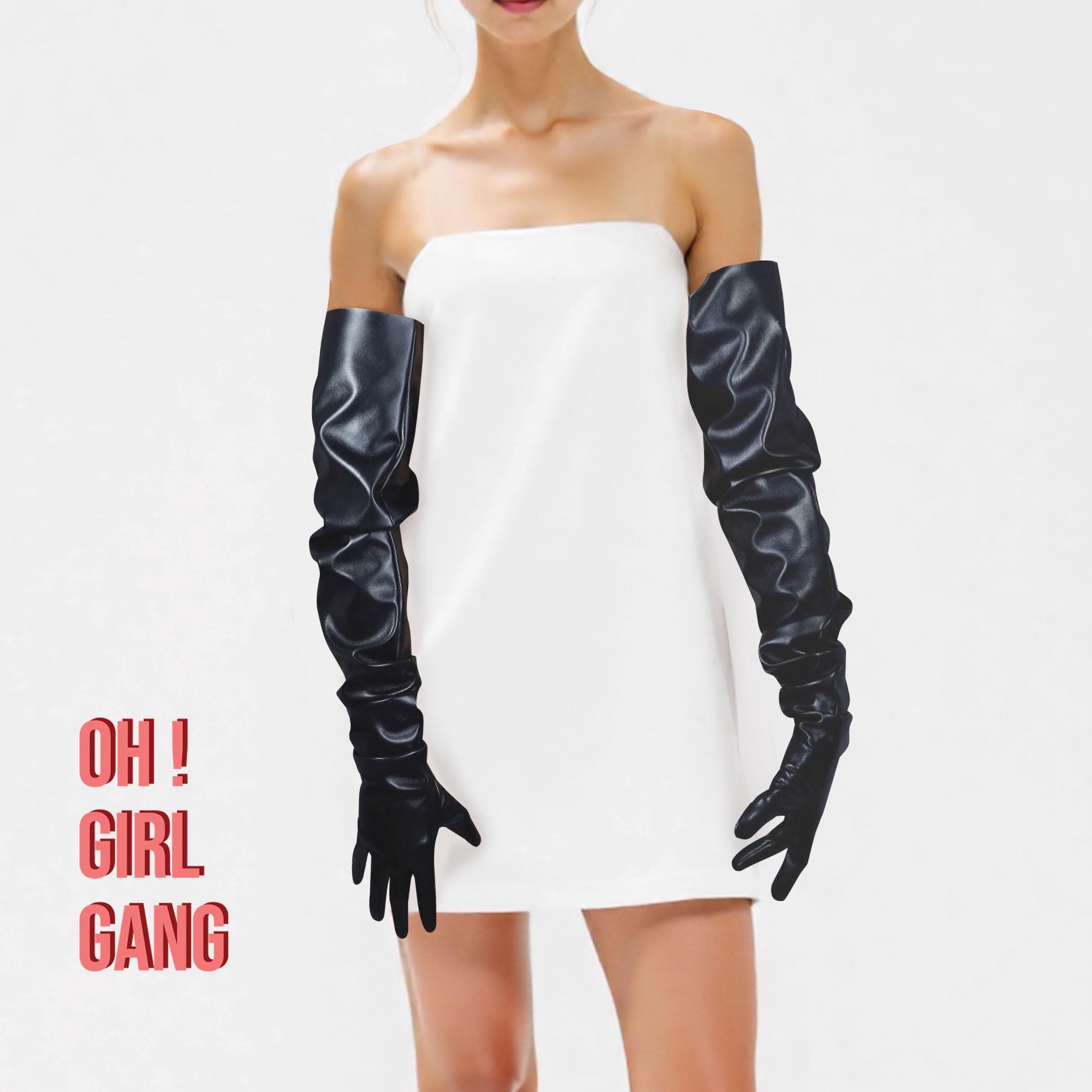 Oversized PU Leather Opera Gloves: Drag, Stage, Party - 90cm Long in multiple colors - Unisex
