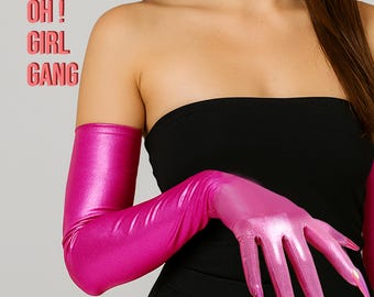 Pink Spandex Opera Gloves with Claw Nails: Party Costume Accessory, Halloween Costume