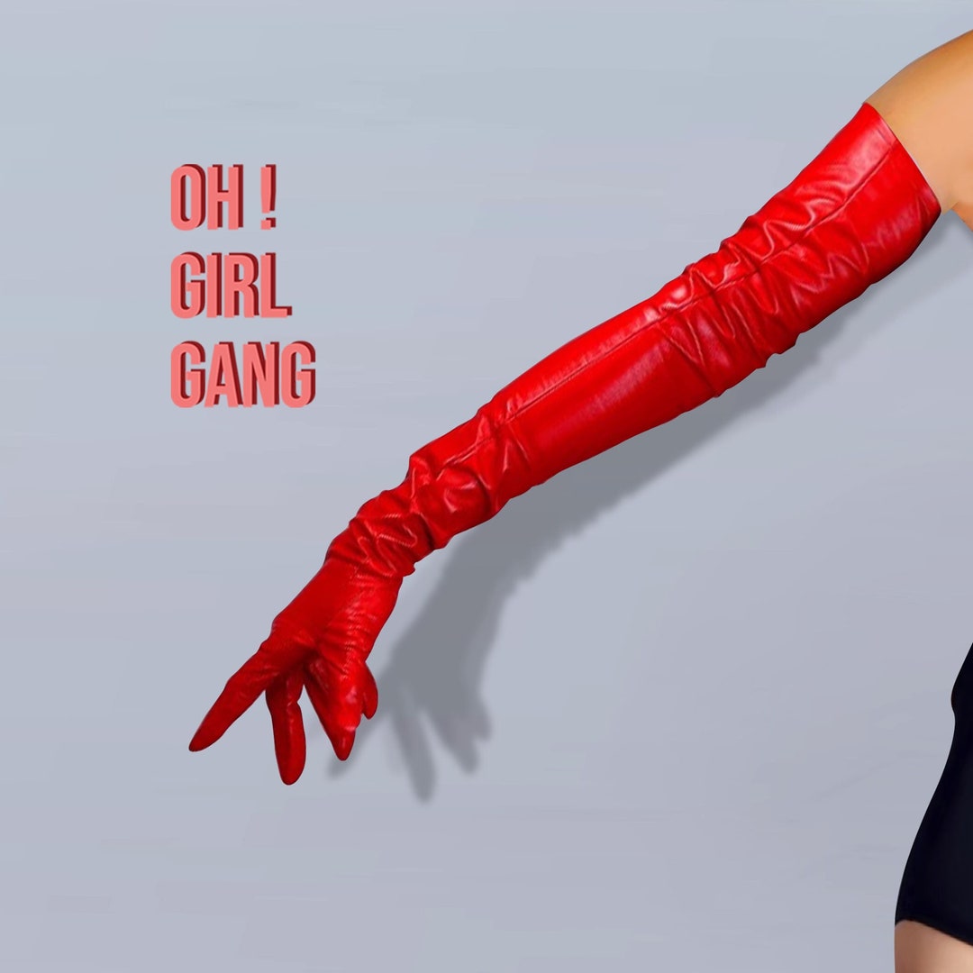 GENUINE LEATHER RED Long Gloves 70cm Fine Quality Black Etsy