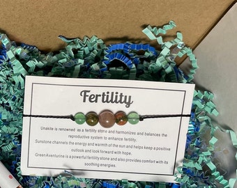 Crystal Fertility Bracelet: Unakite, Sunstone, Green Aventurine