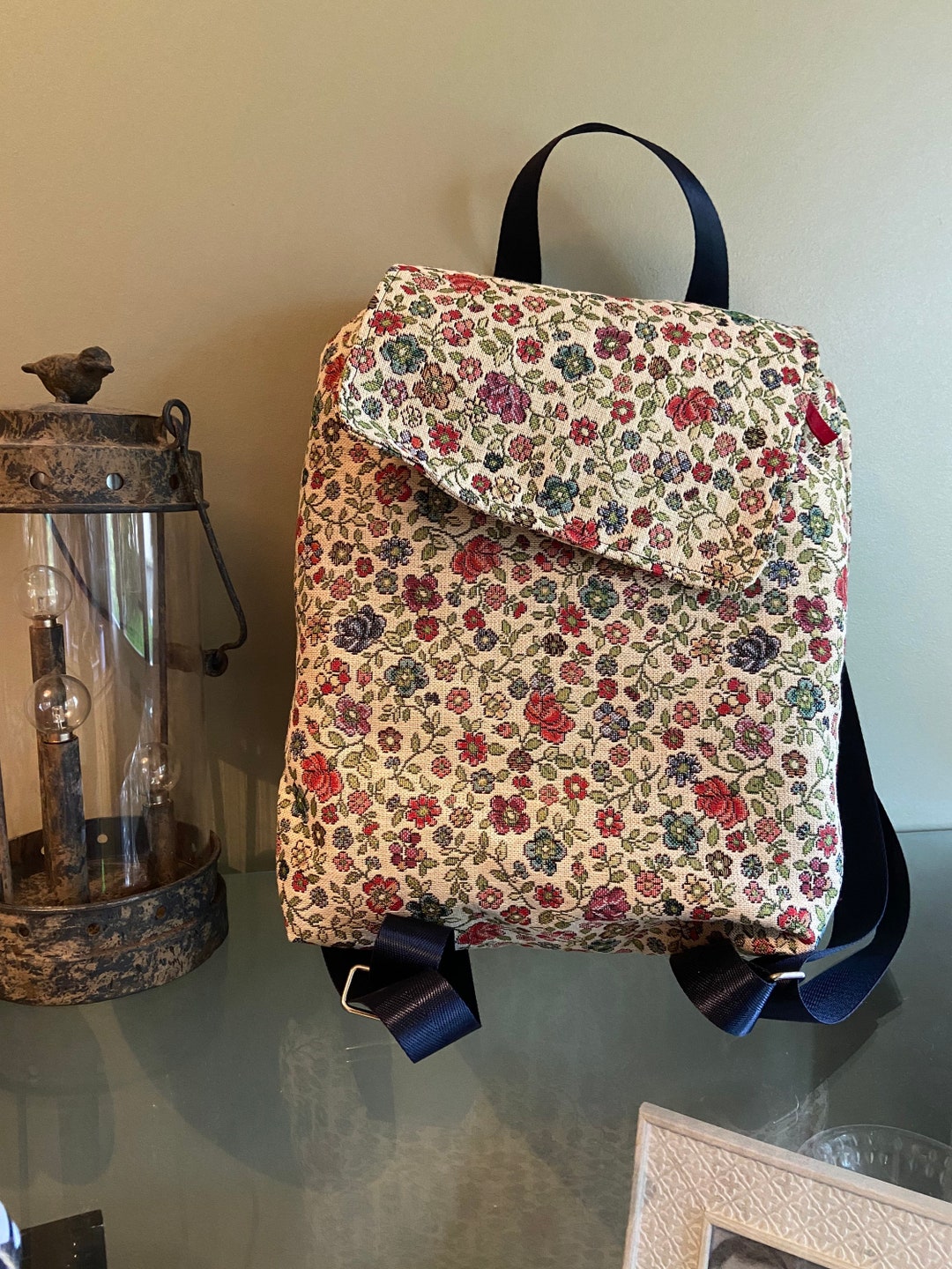Handmade Bag School Bag Flower Pattern Bag Backpack Etsy