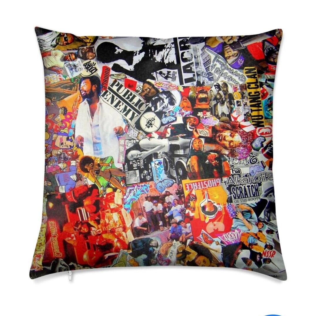 Coussin Hip Hop Collage Fait Main
