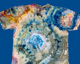 Ready to Ship Reverse Ice Dye Tie Dye Orvis Hippie Festival X-Large Agate Geode Shirt