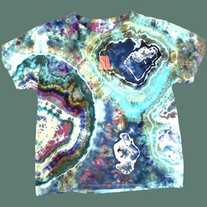 Ready to Ship Reverse Geode Ice Dye Agate Earthy Mermaid Tie Dye Life Is Good Chill Shirt Large