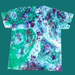 Ready to Ship Reverse Geode Ice Dye Agate Earthy Mermaid Tie Dye Shirt Large