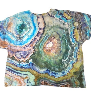 Ready to Ship Reverse Geode Ice Dye Earthy Tie Dye Shirt Earthy Multicolor 4X Hippie Rainbow Oversized Shirt
