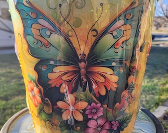 Extra large Planter 9in tall and 10in wide galvanized metal indoor/outdoor pottery decor