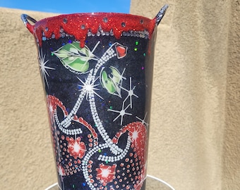 9 in tall tin with handles