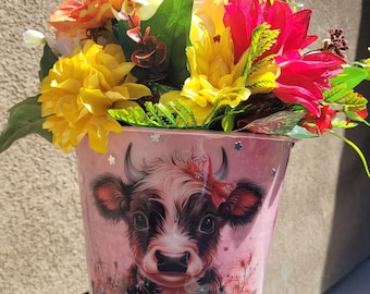 Extra large Planter 9in tall and 10in wide galvanized metal indoor/outdoor pottery decor