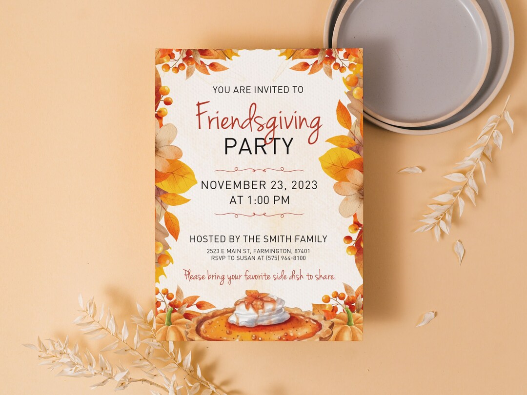 Printable Friendsgiving Party Invitation Editable Template - Etsy
