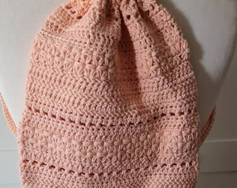 Crochet pattern mix women&#39;s backpack in salmon