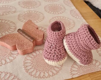 Baby Shoes Socks Crocheted gr. 16/17 rose HANDMADE