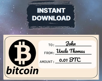 Crypto Gift Card | Bitcoin Giftcard | Instant Download Printable Gift Certificate | Graduation Gifts | Bitcoin Cards Bitcoin Gift