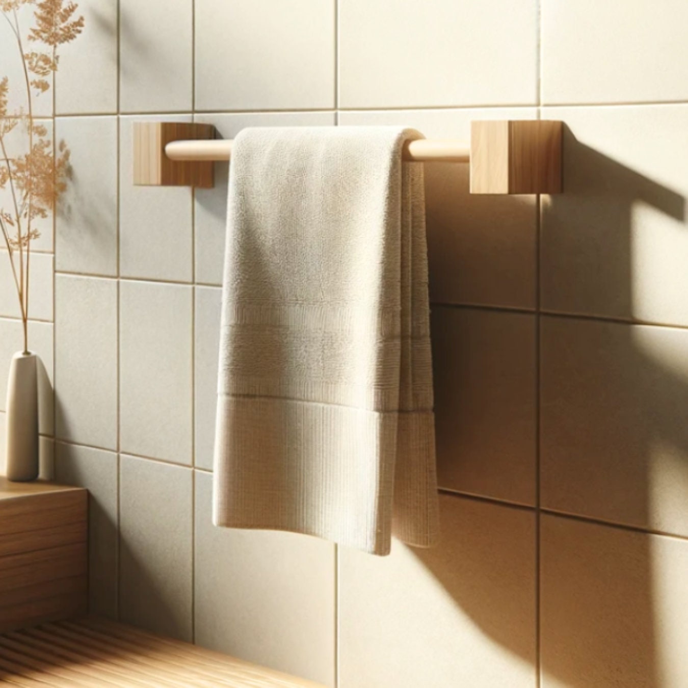 Toallero para baño, de madera maciza, para baño, de estado rústico,  industrial, soporte de pared, toallero, toallero, toallero, toallero,  toallero