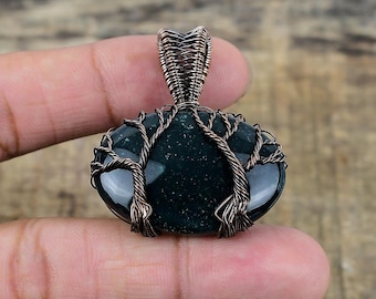 Bloodstone Pendant Double Tree of Life Copper Wire Wrapped Pendant Bloodstone Gemstone Pendant Handmade Pendant Jewelry Bloodstone Jewelry